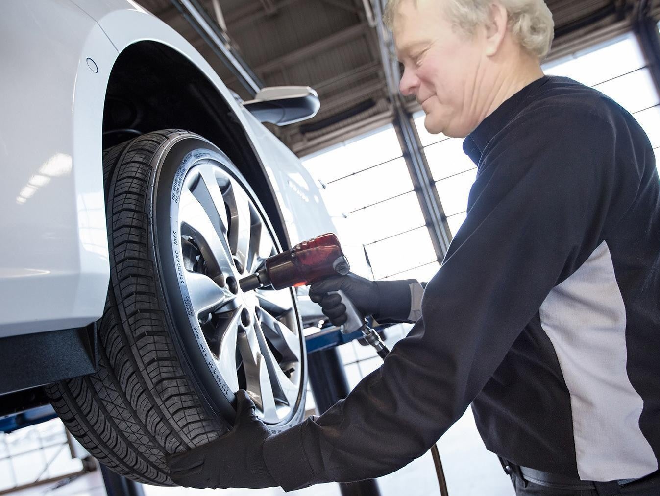 technician working on tires